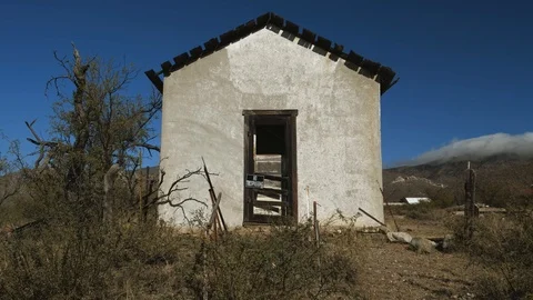 An historic run-down post office in a tiny southwestern town Stock Footage 119852465