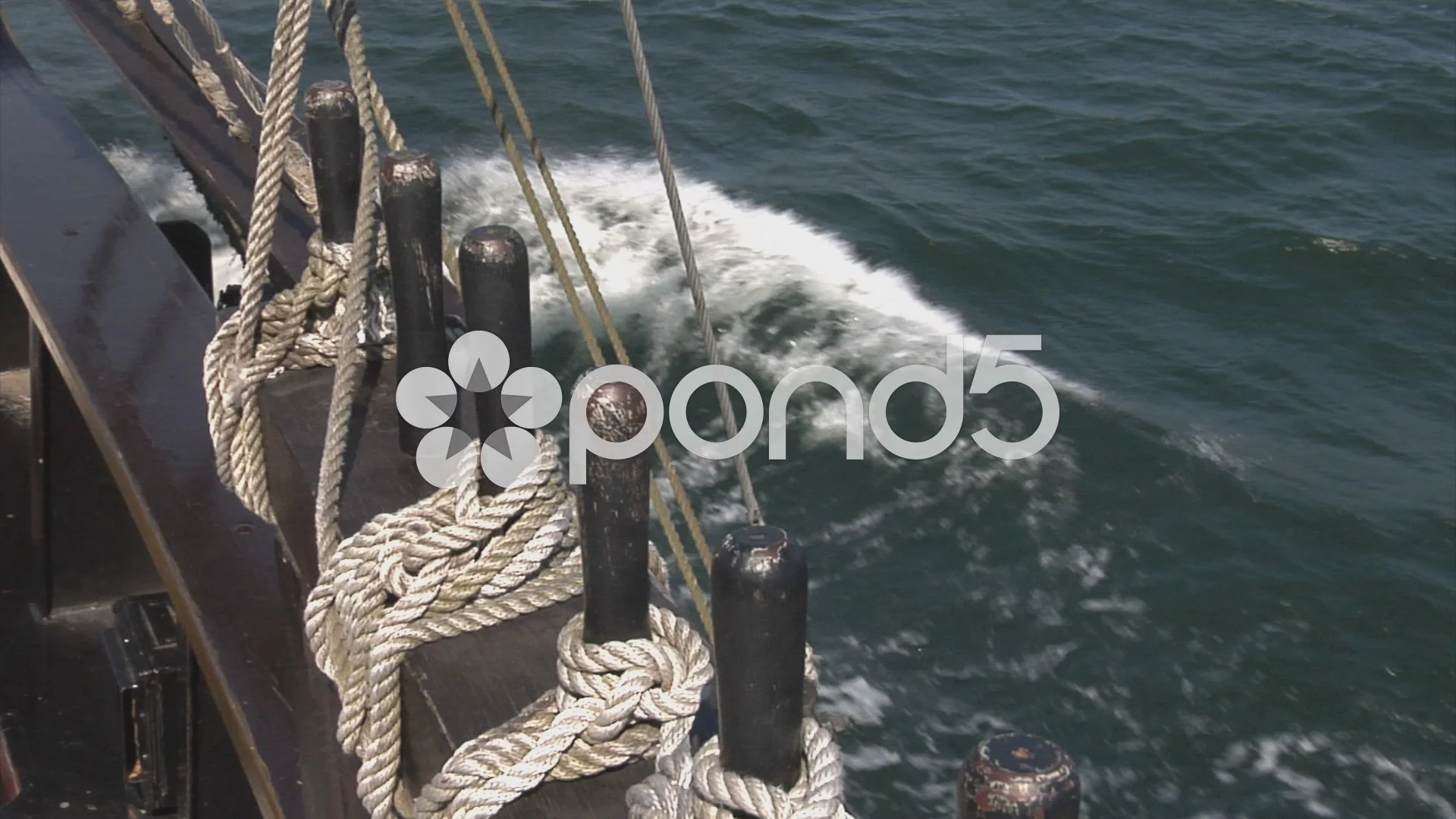Historic sailing ship's rigging. Ropes b, Stock Video