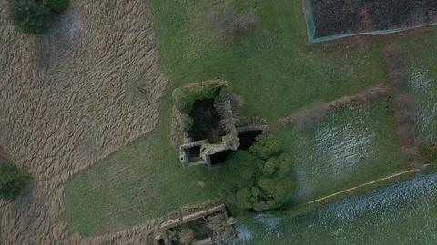Historic Scottish Keep from above Stock Footage 102180080
