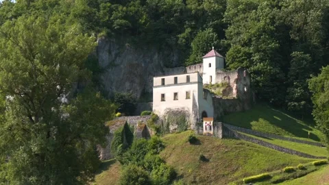 Historic Skalka Pilgrimage Site Surrounded by Forest in Slovakia Stock Footage 345050943