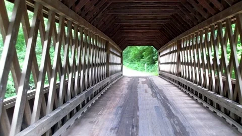 Historic State Road covered bridge in Ashtabula county Ohio, USA Stock Footage 232332454