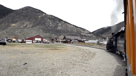 Historic steam train pulling into Silverton-N8-HD P-1922 Stock Footage 40391357