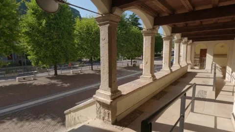 Historic Stone Bell Tower Of Catholic Village Church, Low Angle View Stock Footage 340199718