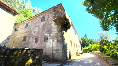 Historic Stone Monastery Building at San Pedro de Rocas, Galicia Video stock 343749937