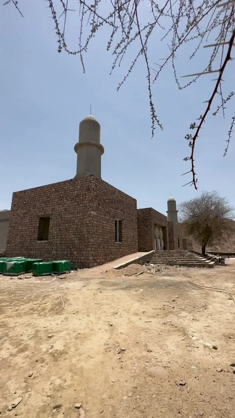 Historic Stone Mosque Construction in Desert Stock Footage 338263972