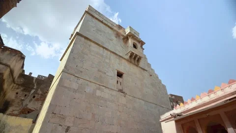 Historic Stone Tower with Balcony Stock Footage 322104296