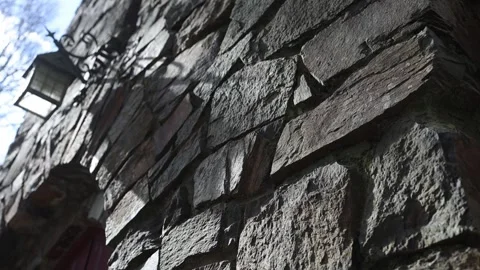 Historic Stone Wall and Lantern of Old Church, Olinda Melbourne – Close-Up Stock Footage 342740508