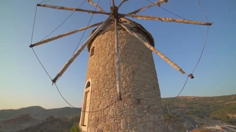 Historic stone windmill tower - Architectural Heritage and Old Landmark Stock Footage 339941230