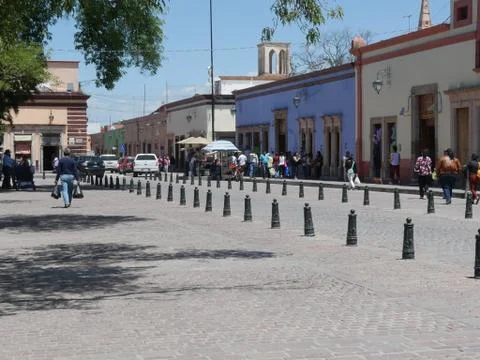 The historic streets of San Miguel de Allande, Mexico. Stock Photos