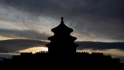 Historic Temple of Heaven, Time Lapse at Sunrise, Beijing, China Stock Footage 119892961