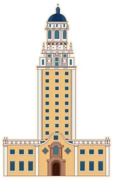 Historic Tower Vector Illustration with Classic Architecture Stock Illustration