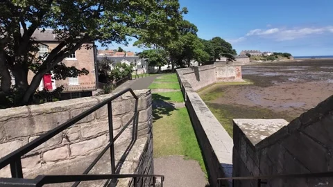 Historic Town Walls Overlooking the River Tweed Estuary Video stock 346368727