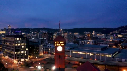 Historic Train Station Go By Train Sign in Portland Oregon Stock Footage 146677934