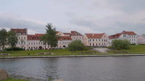 Historic trinity suburb buildings along the svislach river in minsk Stock Footage 324720878