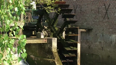 Historic undershot waterwheel - not operating Stock Footage 138942312