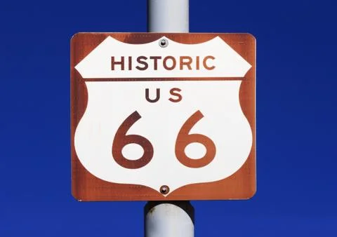 Historic us route 66 sign Stock Photos