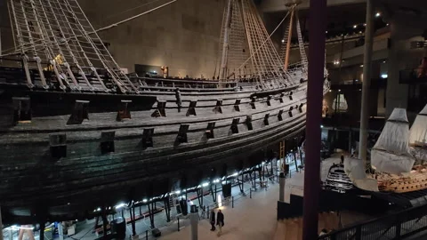 Historic Vasa ship inside the Vasa Museum in Stockholm, Sweden. Stock Footage 340276534