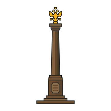 Historic victory column with double-headed eagle sculpture. Illustration. O.. Stock Illustration