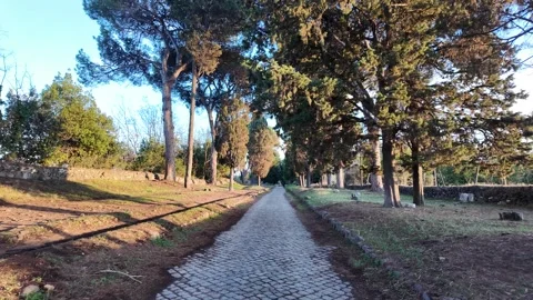 Historic view of Via Appia, one of Rome’s oldest Roman roads Stock Footage 325897643