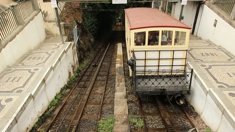 Historic water elevator near Bom Jesus, Braga, Portugal Stock Footage 96182387