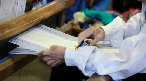  Historic weaving demonstration Stock-Footage 913370