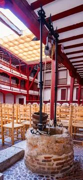 Historic Well Inside the Corral de Comedias of Almagro Stock Photos