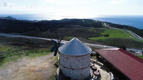 Historic windmill and its view Stock Footage 292878065