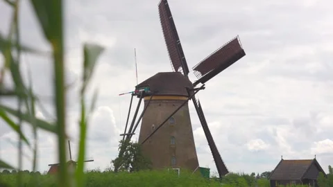 Historic windmill in the netherlands. Stock Footage 284102003