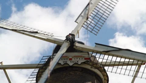 Historic working windmill close up Stock Footage