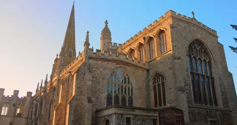 Historical and gothic style St Mary the Virgin parish church exterior facade Vídeos de archivo 325968955