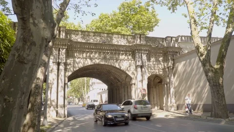 Historical Arch and bridge between Yildiz Park and Ciragan Palace at Istanbul. Stock Footage 92327553