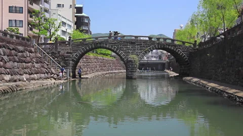 Historical bridge over the river Stock Footage 161834192
