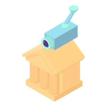 Historical building icon isometric vector. Theater museum building video camera Ilustración de archivo