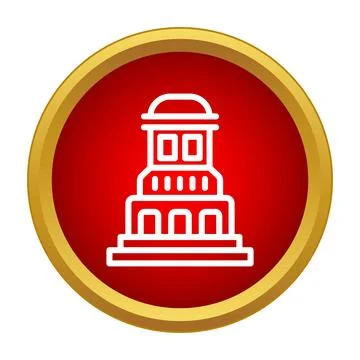 Historical building icon on red button design Stock Illustration