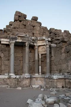 Historical building with marble columns. Elements of architectural decoration Stock Photos