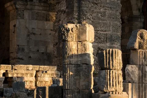 Historical building with marble columns. Elements of architectural decoration Stock Photos