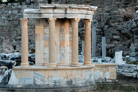Historical building with marble columns  .Elements of architectural decoration Stock Photos