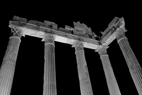 Historical building with marble columns. Elements of architectural decoration Stock Photos