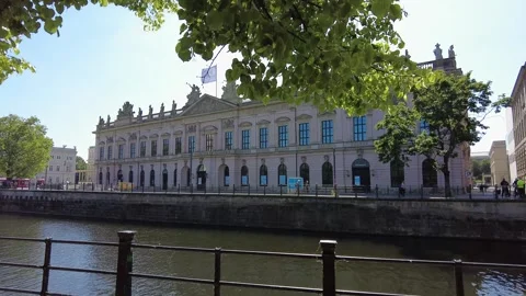 Historical building next to Spree River in Berlin Stock Footage 282190035