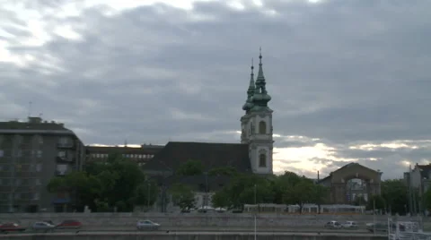 Historical Buildings on The Coast of Danube River Stock Footage 45996704
