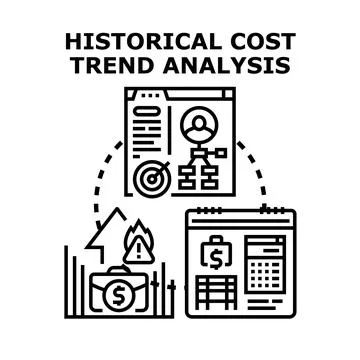 Historical cost trend analysis concept vector illustration Stock Illustration