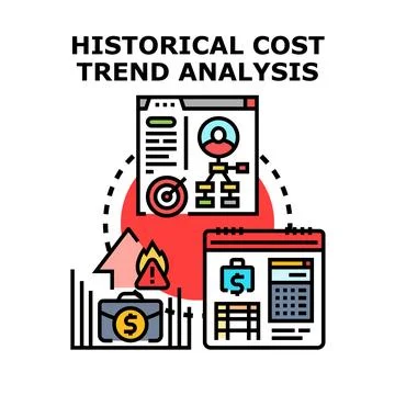Historical cost trend analysis concept vector illustration イラスト素材