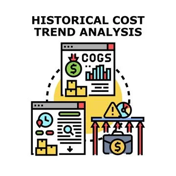 Historical cost trend analysis data management Stock Illustration