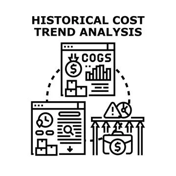Historical cost trend analysis data management Stock Illustration