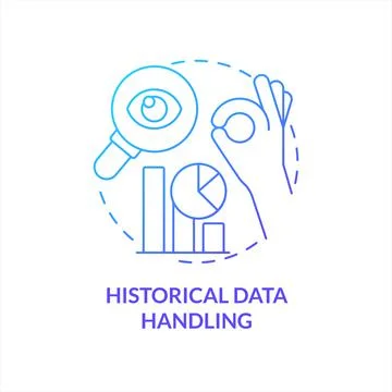 Historical data handling blue gradient concept icon Stock Illustration