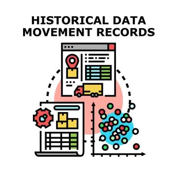 Historical data movement records tracking logistic information Stock Illustration