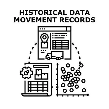 Historical data movement records tracking logistic information Stock Illustration
