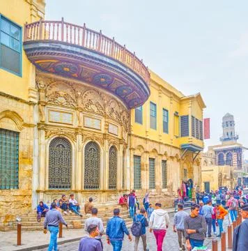 The historical edifices in Al-Muizz street in Cairo, Egypt Stock Photos