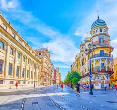 The historical edifices in old Seville, Spain Foto stock