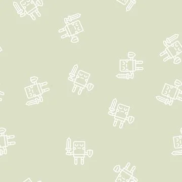 Historical fiction line seamless pattern Stock Illustration